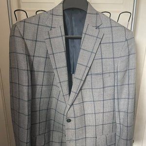 ALLEN EDMONDS SILK-WOOL BLEND WINDOWPANE BLAZER 46R